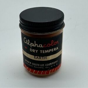 Weber Costello Alphacolor Dry Tempera Powder Paint Vintage Glass Jar 1960s Earth